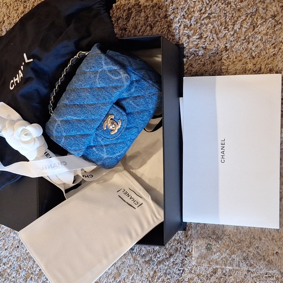 Chanel interlocking CC denim mini flap bag nearly FULL SET - Picture 13 of 14